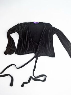 Y2K Wrap Crop Top Bolero Black Kal Kaur Rai London Tie Top S M